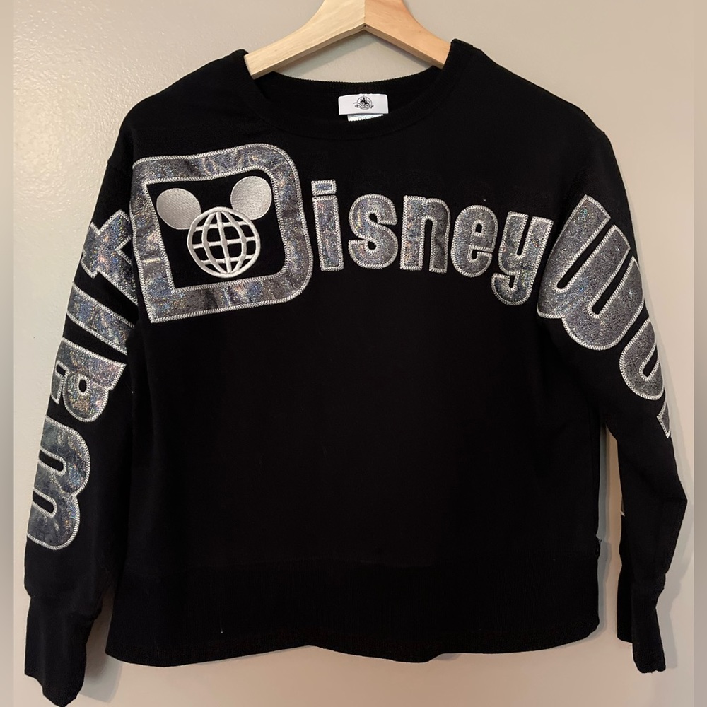 Walt Disney World Parks Spirit Glitter Sparkle Spirit Jersey Black Silver XS